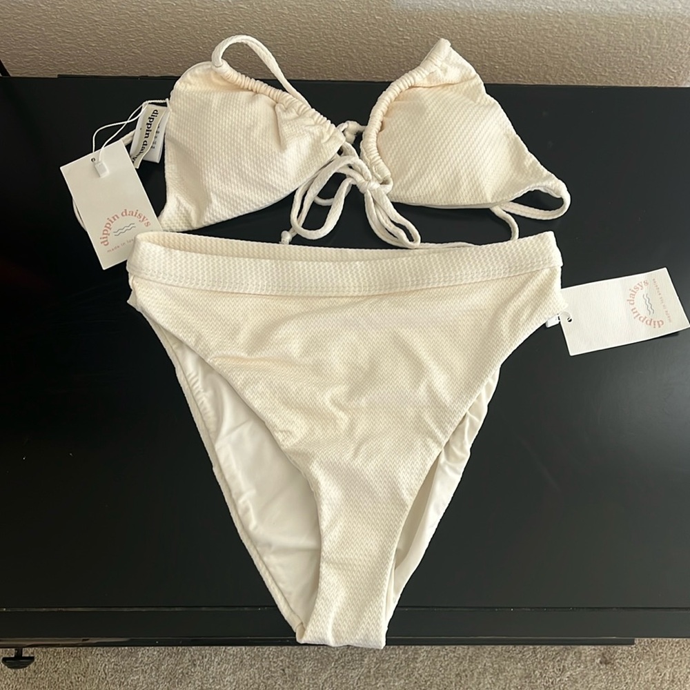 Dipping Daisys bathing suit set, off white, size SM